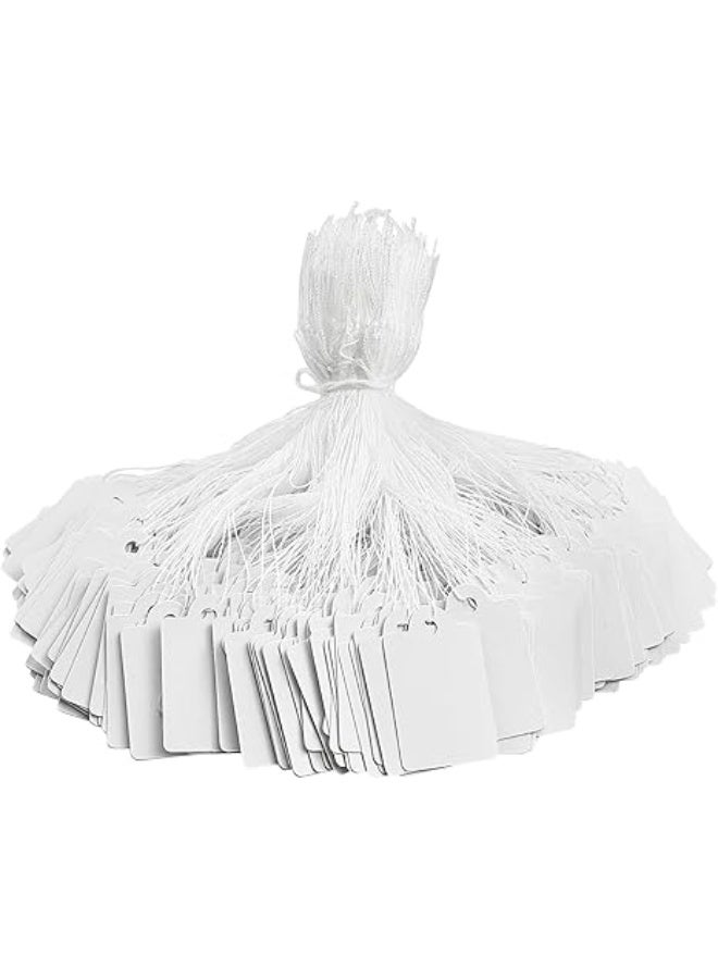 200 Pcs Kraft Price Tags, Writable Blank Marking Labels Display Tags with Elastic Hanging String, 0.87 x 1.38 Inch - Image 1