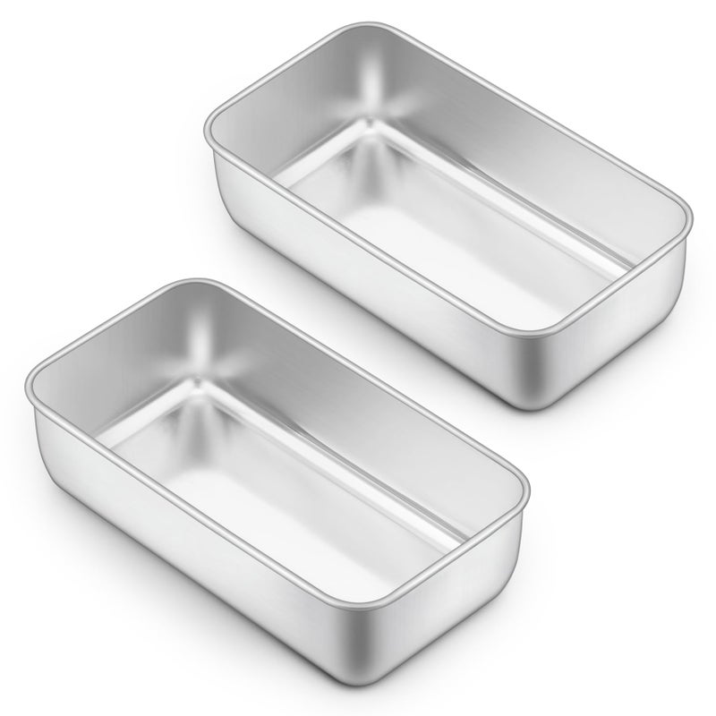 Onader Loaf Tin Set of 2 Stainless Steel 2lb Bread Loaf Pan Rectangular Cake Mould for Baking Banana BreadMeatloafLasagna Healthy  Sturdy Dishwasher Safe 2312365cm