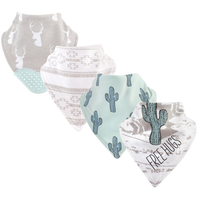 Yoga Sprout Yoga Sprout Bandana Bib with Teether Free Hugs 4 Pack 