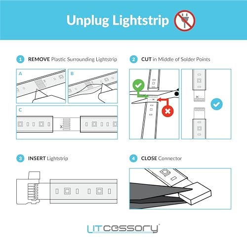 Litcessory 6-Pin to Cut-End Connector for Philips Hue/WiZ Lightstrip (4 Pack, White - STANDARD 6-PIN V3 / WiZ Lightstrip) - Image 5
