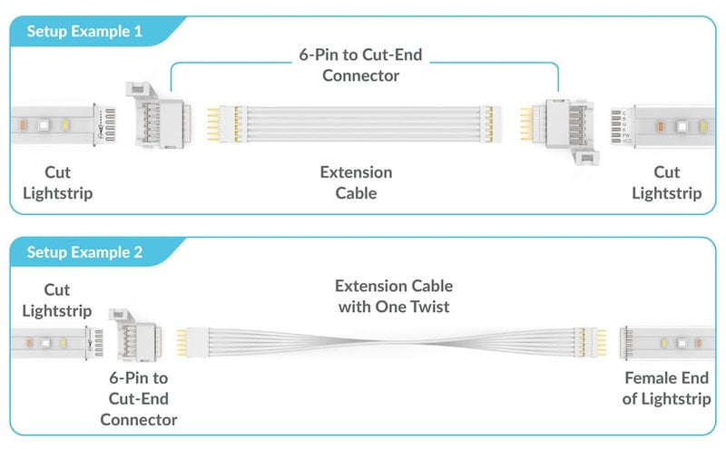 Litcessory 6-Pin to Cut-End Connector for Philips Hue/WiZ Lightstrip (4 Pack, White - STANDARD 6-PIN V3 / WiZ Lightstrip) - Image 3