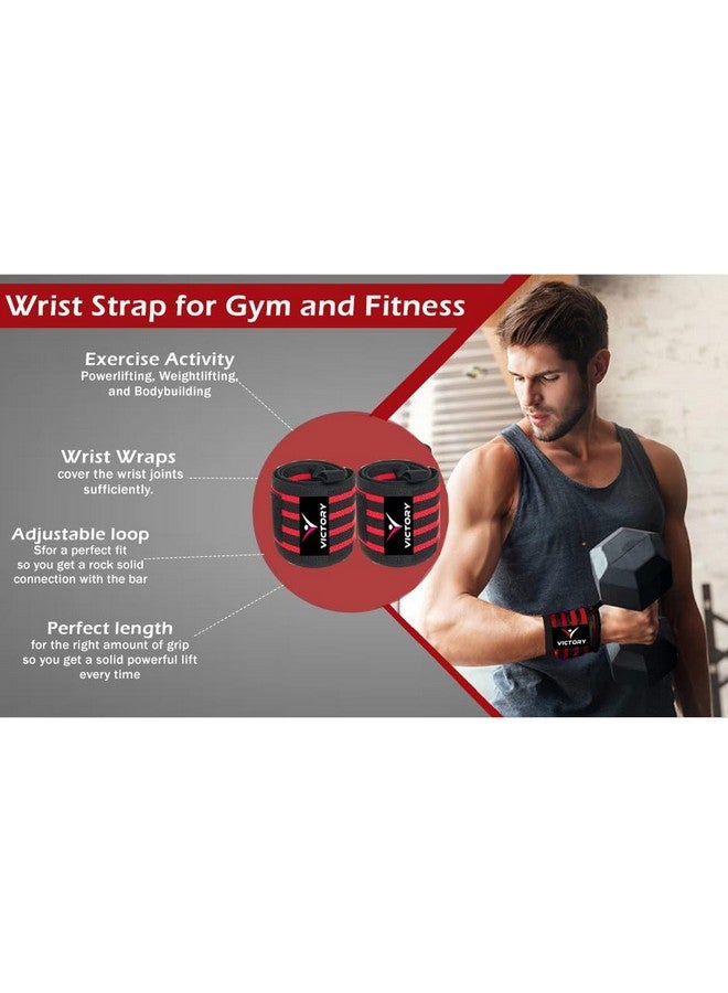 VICTORY Professional Wrist Wrap Band, Wrist Strap for Gym and Fitness with Thumb Loop Straps Wrist Wrap Gym Accessories for Men Hand Grip & Wrist Support Sports Straps - Red - Image 4