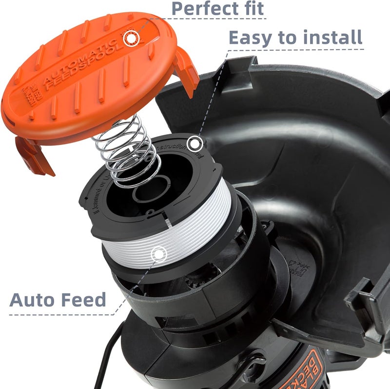 EVENTRONIC 10 Pack Weed Eater String Compatible with Black+Decker, AF-100 0.065" Weed Wacker String Refill 240ft Automatic Feed String Trimmer Replacement Spool Line for Black&Decker(8 Spool+2 Cap+2 Spring) - Image 4