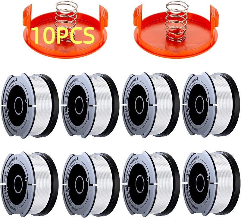 EVENTRONIC 10 Pack Weed Eater String Compatible with Black+Decker, AF-100 0.065" Weed Wacker String Refill 240ft Automatic Feed String Trimmer Replacement Spool Line for Black&Decker(8 Spool+2 Cap+2 Spring) - Image 1