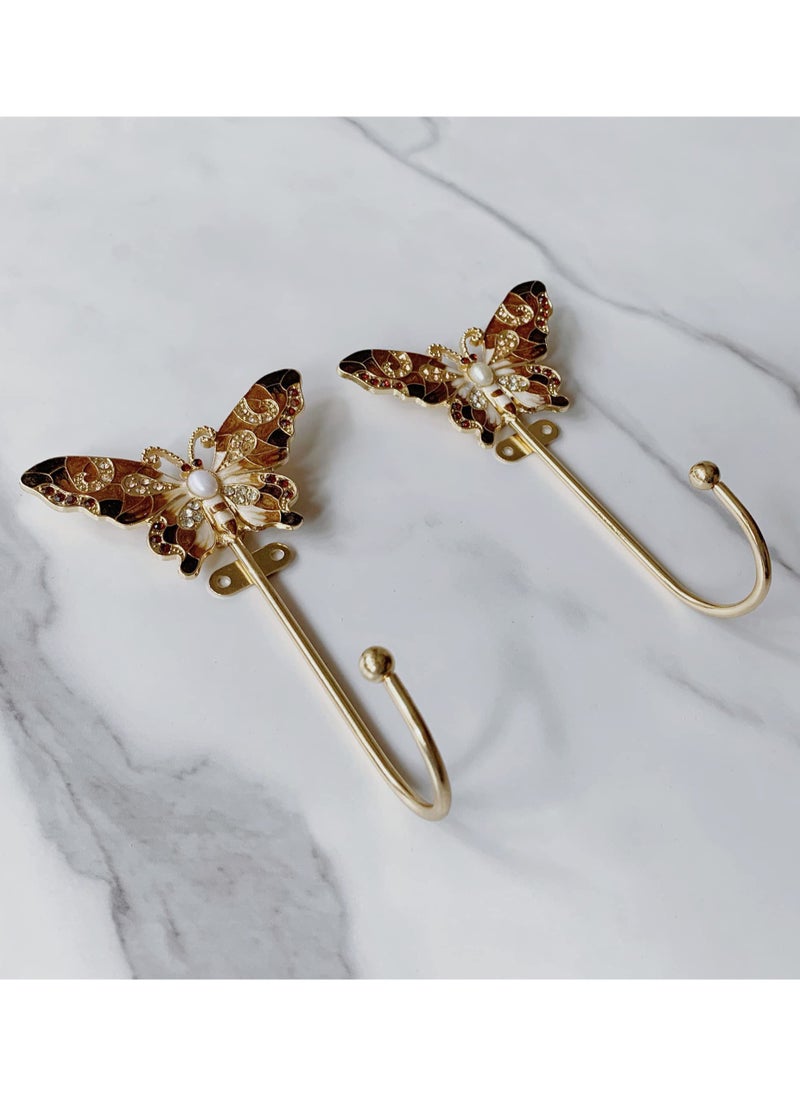 KASTWAVE Vintage Butterfly Decorative Wall Hooks Rack Hangers for Hanging Clothes Coats Towels Keys Hats, 2 Pack Antique Metal Mounted Wall Hook  - Image 3