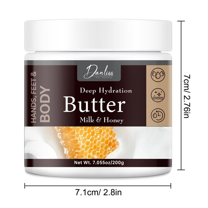 Danliss Milk Honey Deep Nourishing Body Butter 200g - Moisturizing and Softening Cream for Hands, Feet, and Whole Body - Image 5