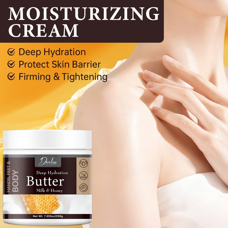 Danliss Milk Honey Deep Nourishing Body Butter 200g - Moisturizing and Softening Cream for Hands, Feet, and Whole Body - Image 4