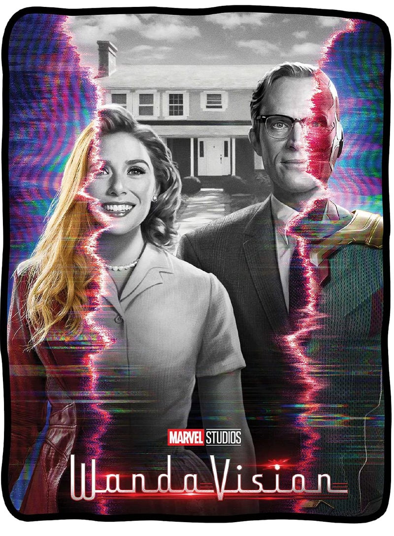 Surreal Entertainmen Marvel: WandaVision Scarlet Witch Wanda & Vision Poster Throw Blanket  45 x 60 Inches  Plush Throw Blanket  Cozy Sherpa Blanket  Super Soft Lightweight Fleece Blanket  Geeky Home Decor