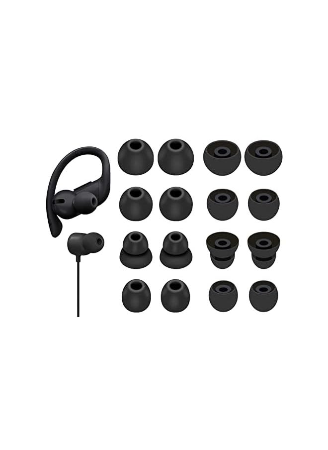 erorex 8 Pairs Powerbeats Pro Ear Tips Buds Ear Gels 4 Size Replacement Soft Flexible Fit In Case Noise Reduce Silicone Earbuds Eartips Wing Skin Accessories Compatible With Beats Flex Beatsx Black  - Image 1