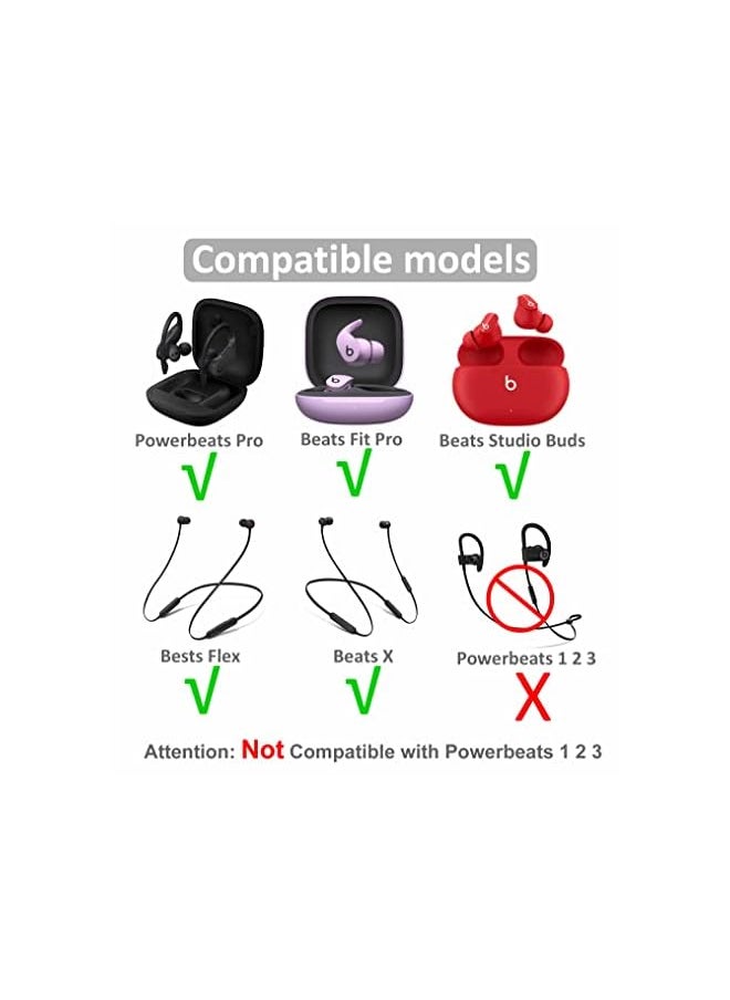erorex 8 Pairs Powerbeats Pro Ear Tips Buds Ear Gels 4 Size Replacement Soft Flexible Fit In Case Noise Reduce Silicone Earbuds Eartips Wing Skin Accessories Compatible With Beats Flex Beatsx Black  - Image 2
