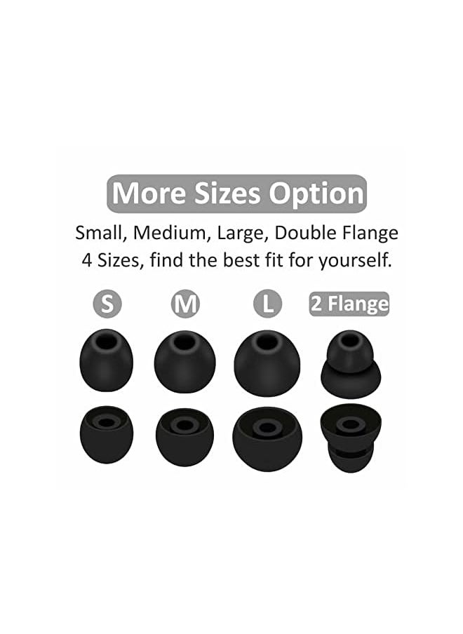 erorex 8 Pairs Powerbeats Pro Ear Tips Buds Ear Gels 4 Size Replacement Soft Flexible Fit In Case Noise Reduce Silicone Earbuds Eartips Wing Skin Accessories Compatible With Beats Flex Beatsx Black  - Image 4