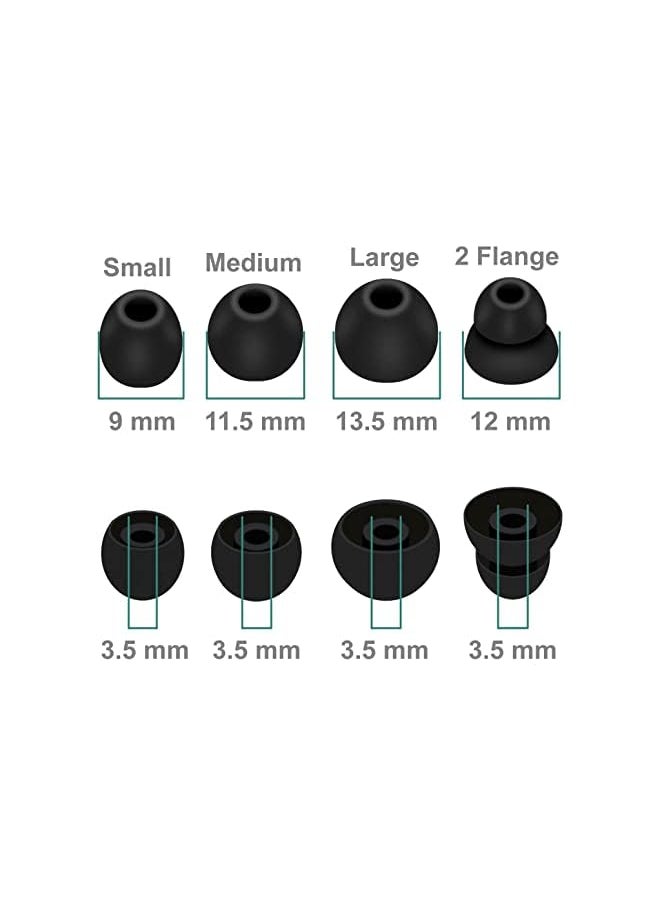 erorex 8 Pairs Powerbeats Pro Ear Tips Buds Ear Gels 4 Size Replacement Soft Flexible Fit In Case Noise Reduce Silicone Earbuds Eartips Wing Skin Accessories Compatible With Beats Flex Beatsx Black  - Image 3