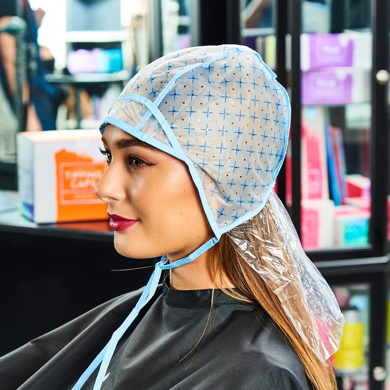 Colortrak 12 Disposable Hair Dyeing Caps with 1 Needle Kit for Tipping, Color and Highlighting, Lined Cap with Neck Protector Minimizes Color Bleeding, Pull-Out Visor Protects Face, Flap Protects Skin - Image 2
