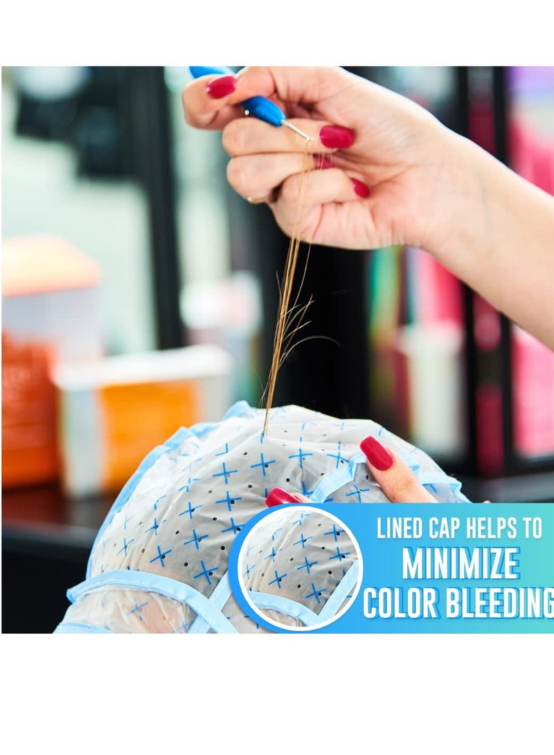 Colortrak Colortrak 12 Disposable Hair Dyeing Caps with 1 Needle Kit for Tipping, Color and Highlighting, Lined Cap with Neck Protector Minimizes Color Bleeding, Pull-Out Visor Protects Face, Flap Protects Skin - Image 4