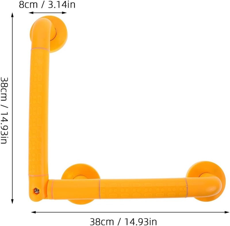 CHILDWEET Bathroom Grab Handle and Toilet Safety Handrail 38x38 Cm Yellow Stainless Steel Non-Slip Wall-Mounted Support Bar for Shower and Bathing Aid for Disabled and Elderly - Image 2