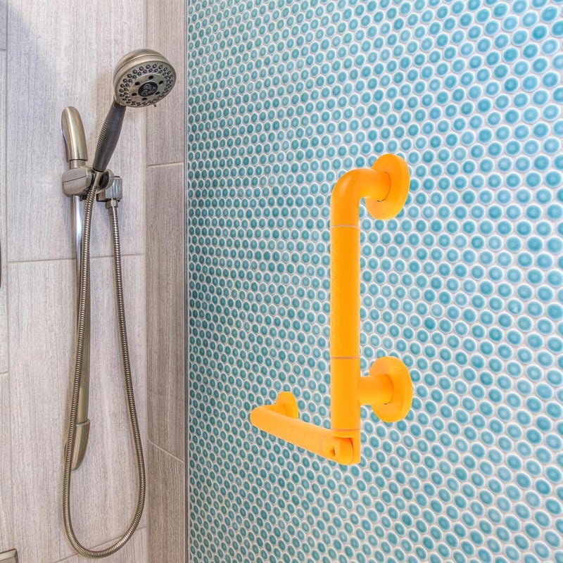 CHILDWEET Bathroom Grab Handle and Toilet Safety Handrail 38x38 Cm Yellow Stainless Steel Non-Slip Wall-Mounted Support Bar for Shower and Bathing Aid for Disabled and Elderly - Image 5