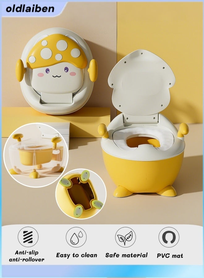 الدليبن مرحاض للأطفال، مقعد مرحاض للأطفال، مرحاض للأطفال مقاوم للرذاذ، مقعد تدريب على استخدام المرحاض للطفل، تدريب الطفل في مرحلة مبكرة من الحياة، كرسي مرحاض لطيف مع وعاء قابل للفصل للطفل، مقعد بلاستيكي للتدريب على استخدام المرحاض (أصفر) - Image 1