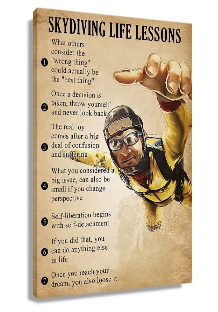 Busmko Skydiving Life Lessons Motivational Wall Art - Image 1