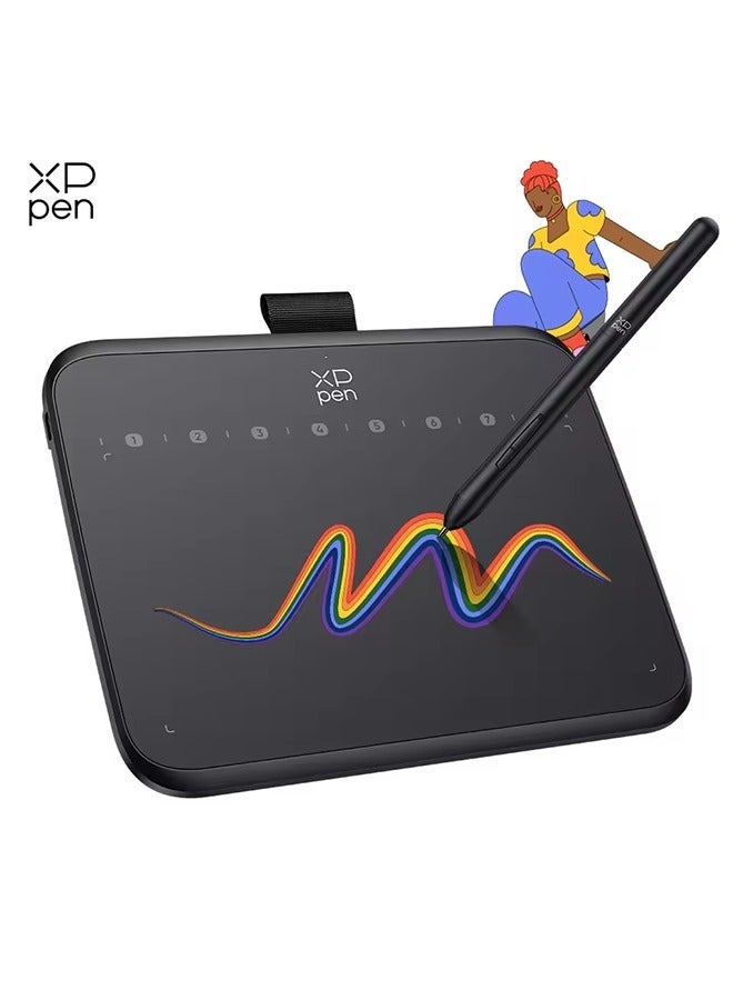 إكس بي بن لوحة رسم XPPen Deco 640 بمستويات ضغط 16000، بمساحة رسم 16×9 سم، مع 8 أزرار و60 درجة ميل، متوافقة مع ألعاب OSU وAndroid وWindows وMac - Image 1