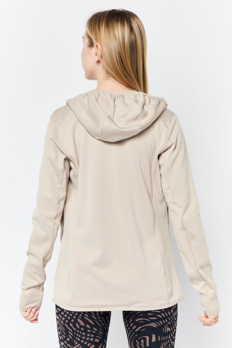Adidas Women Sportswear Fit Long Sleeve Running Track Jacket, Beige  - Image 4