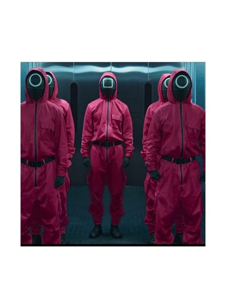 Adult Money Heist Jumpsuit and Mask Costume,the one worn on the show for the full look,Squid Game Cosplay Jumpsuit With Belt+Gloves+Masks+  Strap 155-165cm(S) - Image 4