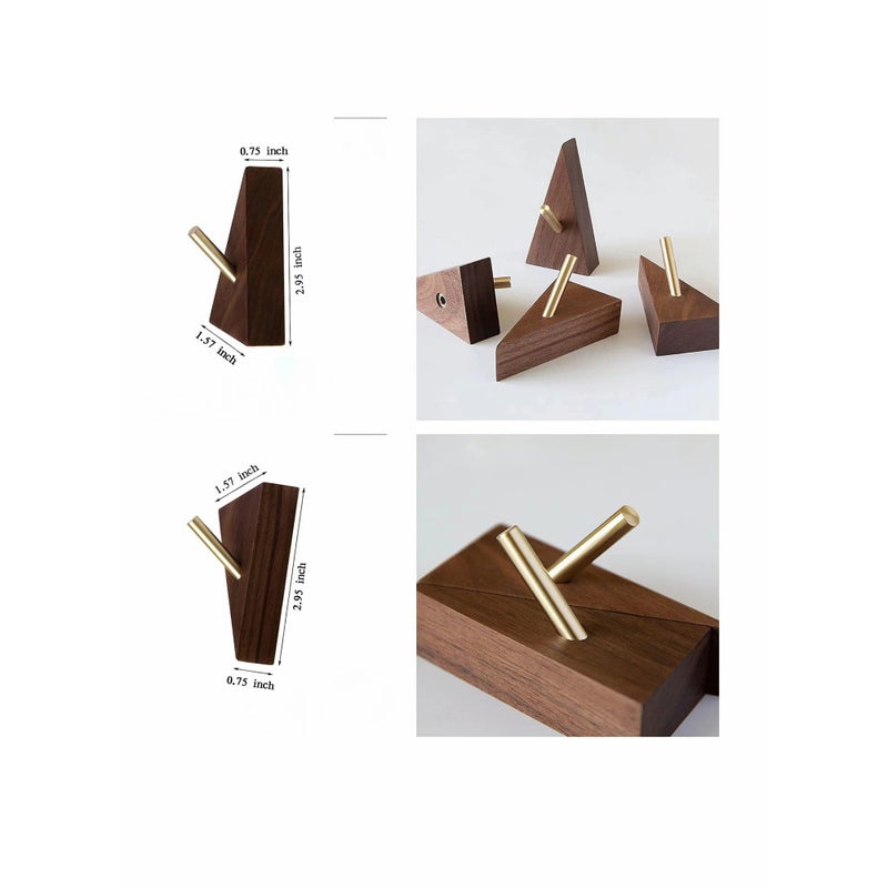 SOLARAE Wood Wall Hook, Purse Hanger for Wall Cute Wall Hooks for Hanging Coats Hat Hangers Wall Mounted Modern Wall Hooks Black Metal Hooks Wall Decorative Wall Hooks (4, Black Walnut Wood) - Image 5