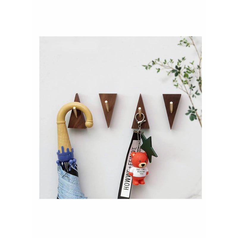 SOLARAE Wood Wall Hook, Purse Hanger for Wall Cute Wall Hooks for Hanging Coats Hat Hangers Wall Mounted Modern Wall Hooks Black Metal Hooks Wall Decorative Wall Hooks (4, Black Walnut Wood) - Image 2