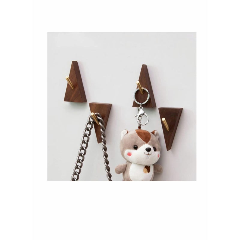 SOLARAE Wood Wall Hook, Purse Hanger for Wall Cute Wall Hooks for Hanging Coats Hat Hangers Wall Mounted Modern Wall Hooks Black Metal Hooks Wall Decorative Wall Hooks (4, Black Walnut Wood) - Image 3