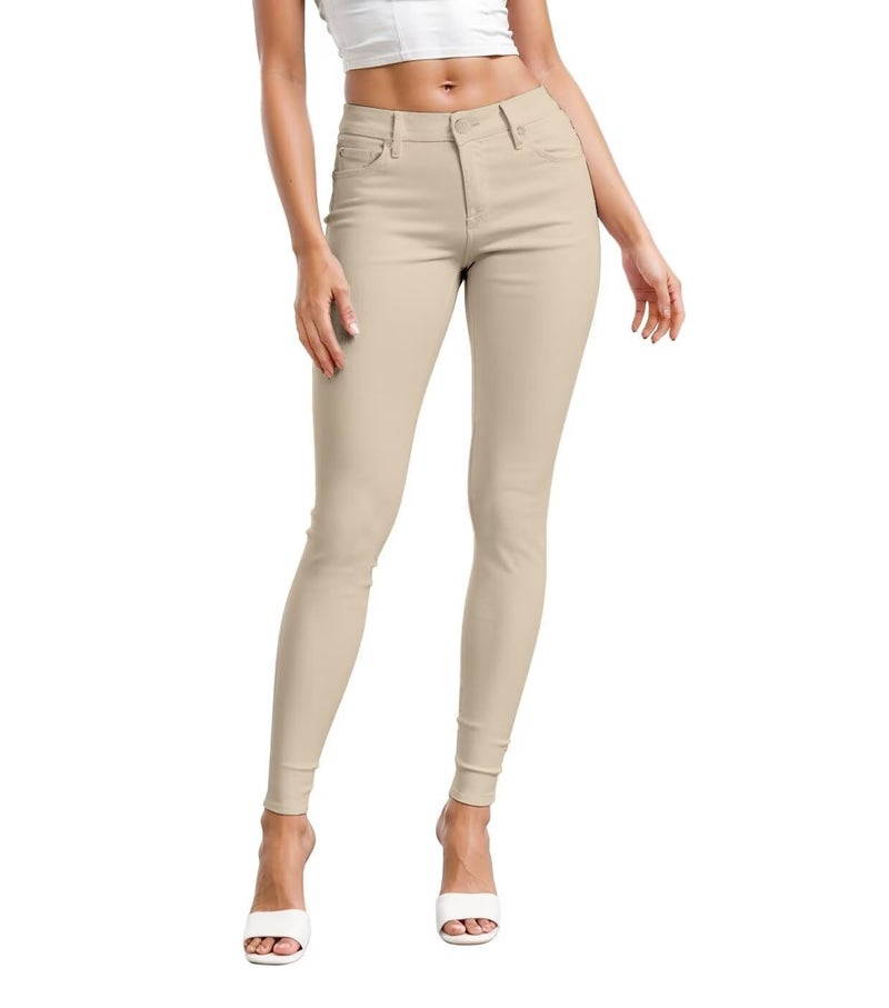 Hybrid & Company Hybrid Company Womens Hyper Ultra Stretch Comfy Skinny Leg Work Casual Pants P44876SK Stone L