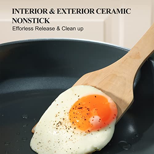 PRICUSIS Nonstick Ceramic Frying Pan, Skillet with Stay Cool Handle,Egg & Omelet & Chef's Pan, Induction Compatible & Oven Safe, Dishwasher Safe, PTFE PFAS & PFOA Free (8+10 Inch) - Image 5