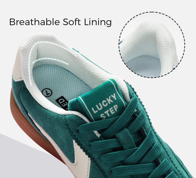LUCKY STEP Women's Classic Fashion Casual Sneakers Skate Shoes No Slip Lace Up Walking Shoes(10 M US Green Beige) - Image 5