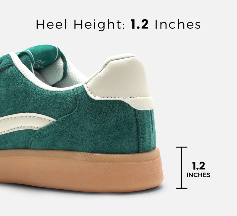 LUCKY STEP Women's Classic Fashion Casual Sneakers Skate Shoes No Slip Lace Up Walking Shoes(10 M US Green Beige) - Image 3