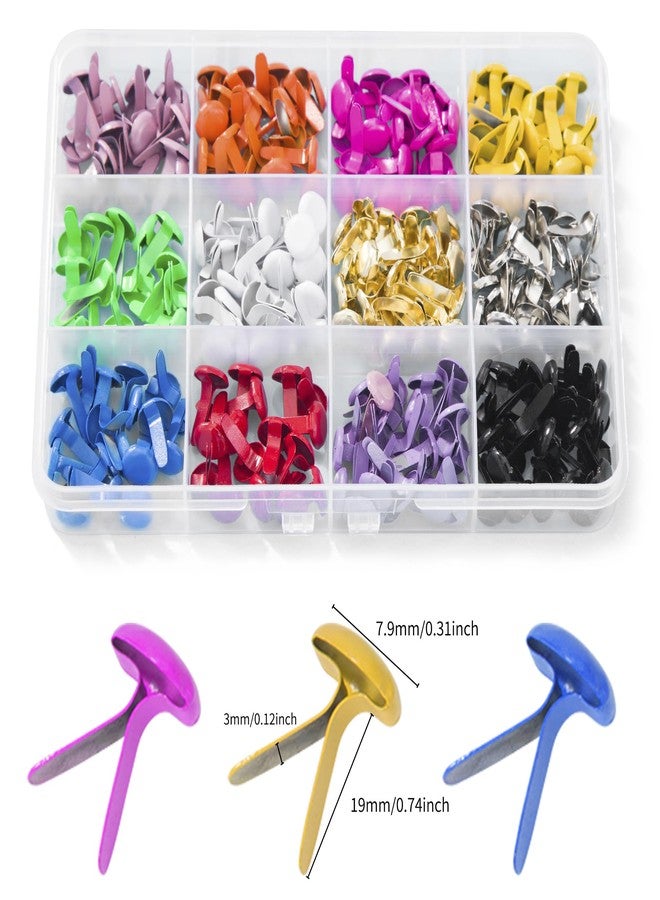 Monigte 180pcs Brads for Paper Crafts，12 Colors Brads Paper Fasteners Metal Paper Fasteners Mini Brads for DIY Crafts Projects Scrapbooking Split Pins - Image 2