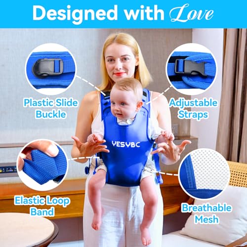 YESYBC Baby Carrier, Dual-Use Adjustable Baby Sling Support Infant Chest Holder with Drawstring Backpack for Newborn to Toddler 13-33 lbs Swimming Pool Beach Land (Dark Blue) - Image 3