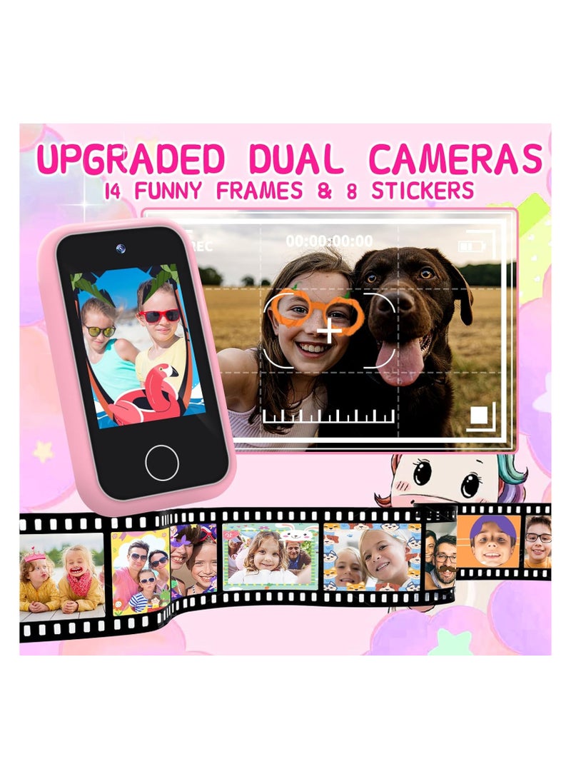 Lumins Kids Smart Phone Toys for Girls Ages 3-8 Toddler Play Travel Toys with Dual Camera Educational Learning Games Puzzles MP3 Music Player Birthday Gifts for Kids Girls 3 4 5 6 7 8 Year Old with 32GB Card - Image 5