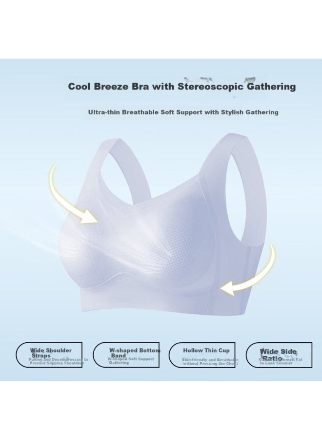 Fenton Fenteng Women's Summer Thin Cool Breathable Seamless Bra With Lift And Side Support To Prevent Sagging Back Vest-style Bra - Image 3