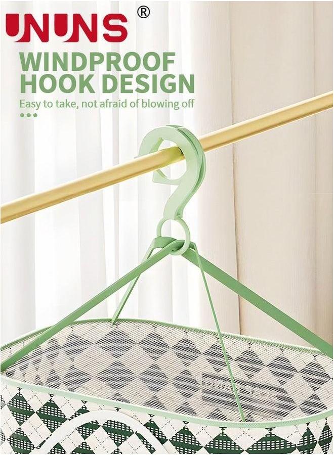 UNUNS 2-Layer Clothes Drying Hanger Rack,Folding Windproof Rack With Fixing Band And Zipper,Laundry Basket For Underwear,Baby Clothes,Socks,Towel,Hat,Scarf,Gloves  - Image 5