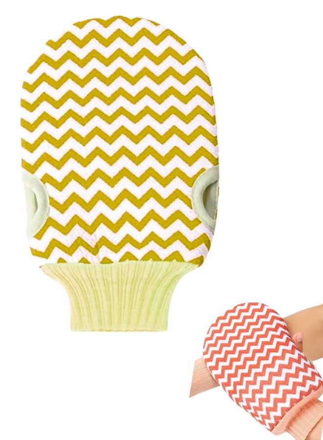 ليفة التقشير السحرية للحصول على بشرة ناعمة كالحرير بمقاس 12  × 22 سم- قفاز حمام بفتحات أصابع مزدوجة للتحكم الكامل أثناء التدليك - يعمل على إزالة القشور الجافة وعلاج المسام المسدودة وتنشيط الدورة الدموية - رفيقك المثالي للاستحمام اليومي وتوحيد لون الجسم- لون عشوائي - Image 1