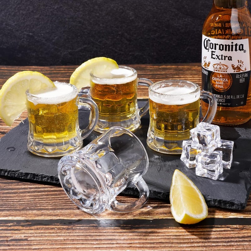 ZZYFGH 6 Pack Mini Beer Shot Glasses, Shot Glasses with Handle, Mini Heavy Base Clear Beer Mugs-1.8 Ounce, Tequila, Vodka, Great for Father, Husband, Birthday or Friend Party Present - Image 4