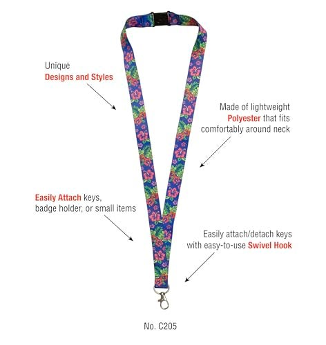 Lucky Line Lanyard with Swivel Snap, Hibiscus Design (C205), Medium - Image 5