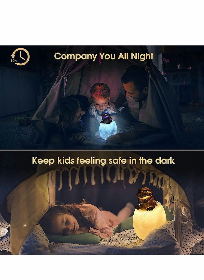 SYOSI - Dinosaur Night Light for Kids, Nursery Light for Baby and Toddler, Remote, Tap, Touch Control, USB Rechargeable Battery, Portable Animal Lamp for Bedroom, Safe Toys, 16 Colors Changing - Image 1