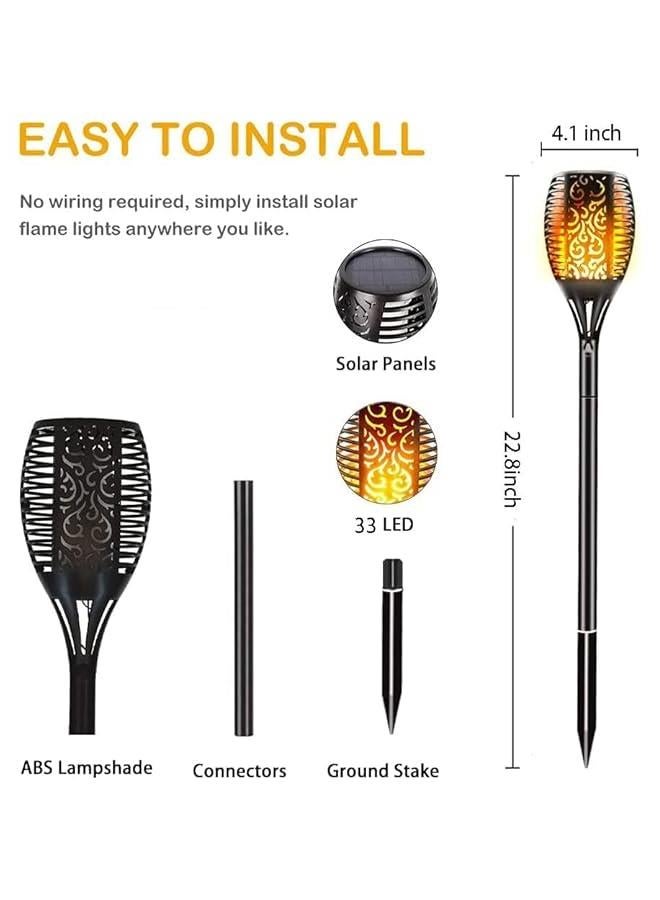 4 Pack Solar Outdoor Lights | Solar Torch Light With Flickering Flame | Waterproof Solar Pathway Lights Outdoor | Solar Garden Lights For Outside Patio Path Yard Lawn Deck Driveway Decorations - Image 2