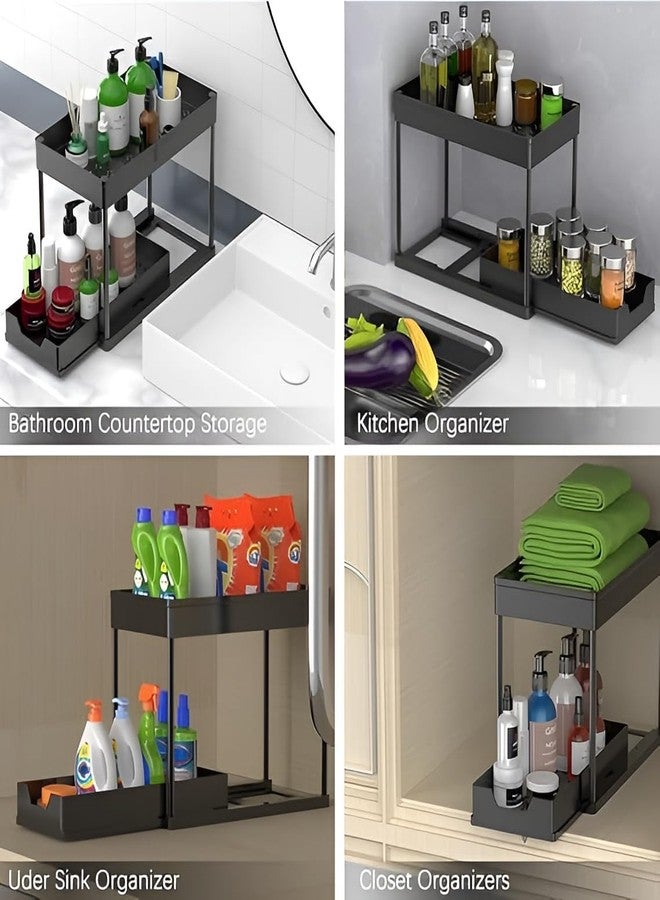 ARIDAM Under Sink Organizer, Black, 2-Tier Pull-Out Sliding Cabinet Storage Rack for Kitchen and Bathroom - Image 2