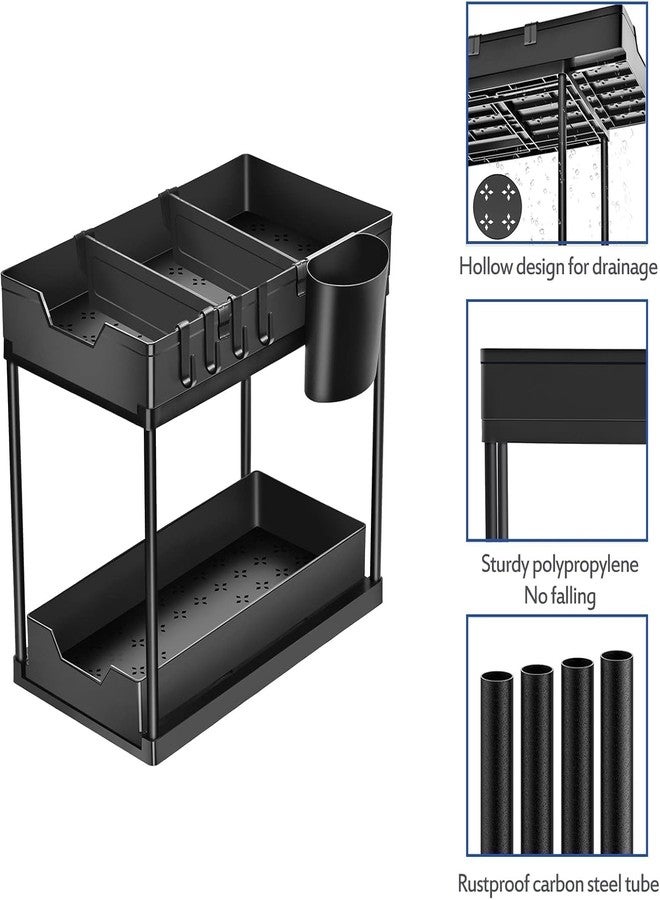 ARIDAM Under Sink Organizer, Black, 2-Tier Pull-Out Sliding Cabinet Storage Rack for Kitchen and Bathroom - Image 5