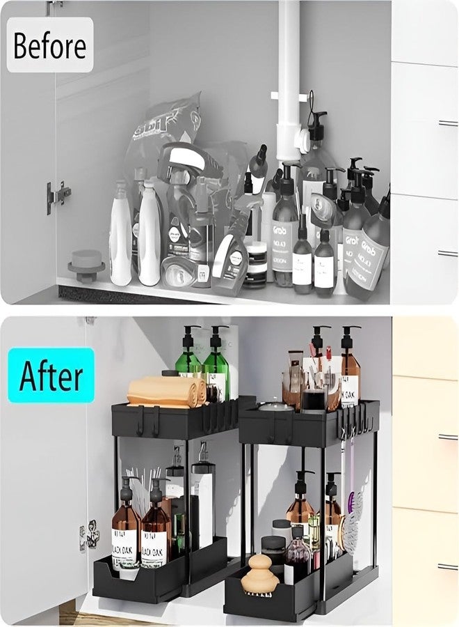 ARIDAM Under Sink Organizer, Black, 2-Tier Pull-Out Sliding Cabinet Storage Rack for Kitchen and Bathroom - Image 3