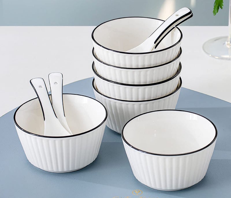 P-PLUS INTERNATIONAL Porcelain Cereal Bowl Set Soup Bowls Ceramic Bowls for Cereal, Soup, Salad and Pasta Microwave, Dishwasher and Oven Safe Dinner Bowls Set (Pack of 4) - Image 4