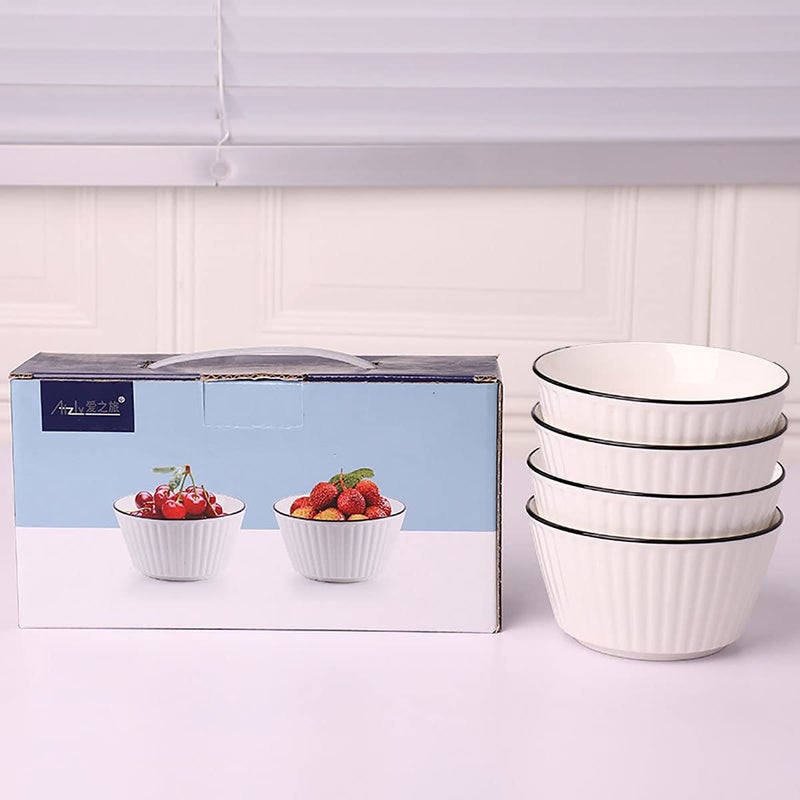 P-PLUS INTERNATIONAL Porcelain Cereal Bowl Set Soup Bowls Ceramic Bowls for Cereal, Soup, Salad and Pasta Microwave, Dishwasher and Oven Safe Dinner Bowls Set (Pack of 4) - Image 1