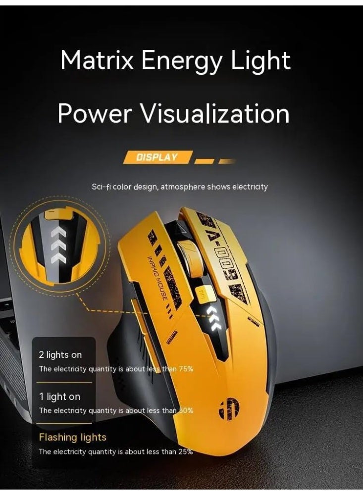 INPHIC A9 Explorer Bluetooth Mouse, Dual-Mode Bluetooth 5.0/2.4G wireless Mouse rechargeable, 2400 DPI, RGB breathing light, visible battery indicator, cordless mouse for Laptop/PC/Computer - Image 5