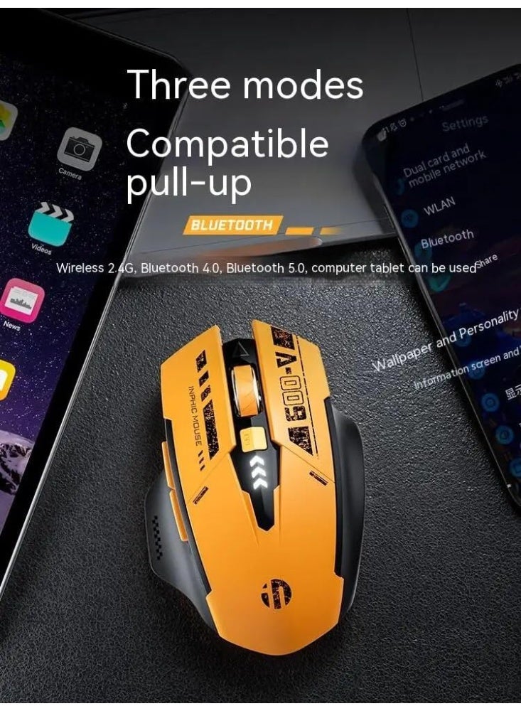 INPHIC A9 Explorer Bluetooth Mouse, Dual-Mode Bluetooth 5.0/2.4G wireless Mouse rechargeable, 2400 DPI, RGB breathing light, visible battery indicator, cordless mouse for Laptop/PC/Computer - Image 2