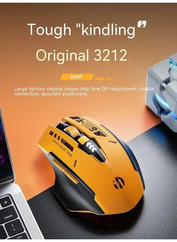 INPHIC A9 Explorer Bluetooth Mouse, Dual-Mode Bluetooth 5.0/2.4G wireless Mouse rechargeable, 2400 DPI, RGB breathing light, visible battery indicator, cordless mouse for Laptop/PC/Computer - Image 3